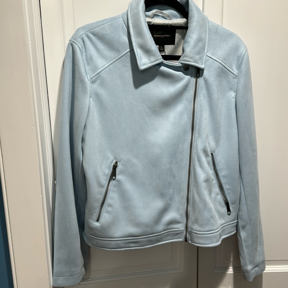 Faux Suede powder blue blazer